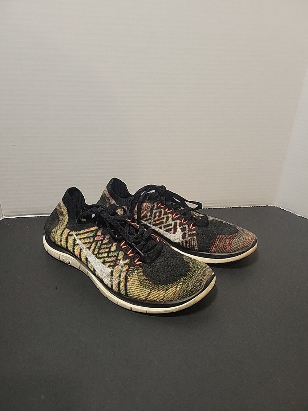 Nike Womens Free 4.0 Flyknit 717076-011 Multicolor Running Shoes Sneakers Sz 7.5